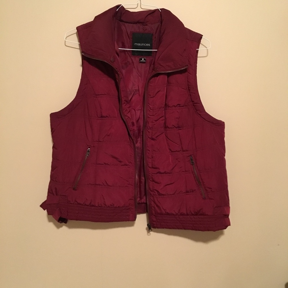Maroon Puffer Vest with Zipper